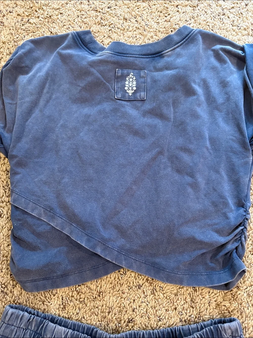 EUC Free People Hot Shot Crossover (distressed) Navy Blue Two-Piece Lounge Set - Picture 5 of 8